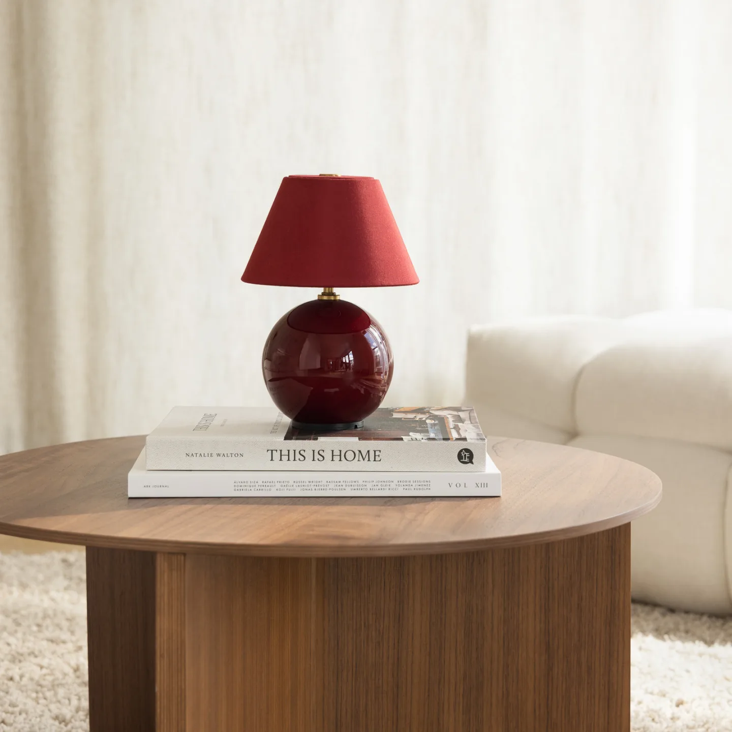 Iris 16 LED-Akku-Tischleuchte rot Texti - Globen Lighting - Wohnzimmer - Design - Stoff / Textil - Einflammig