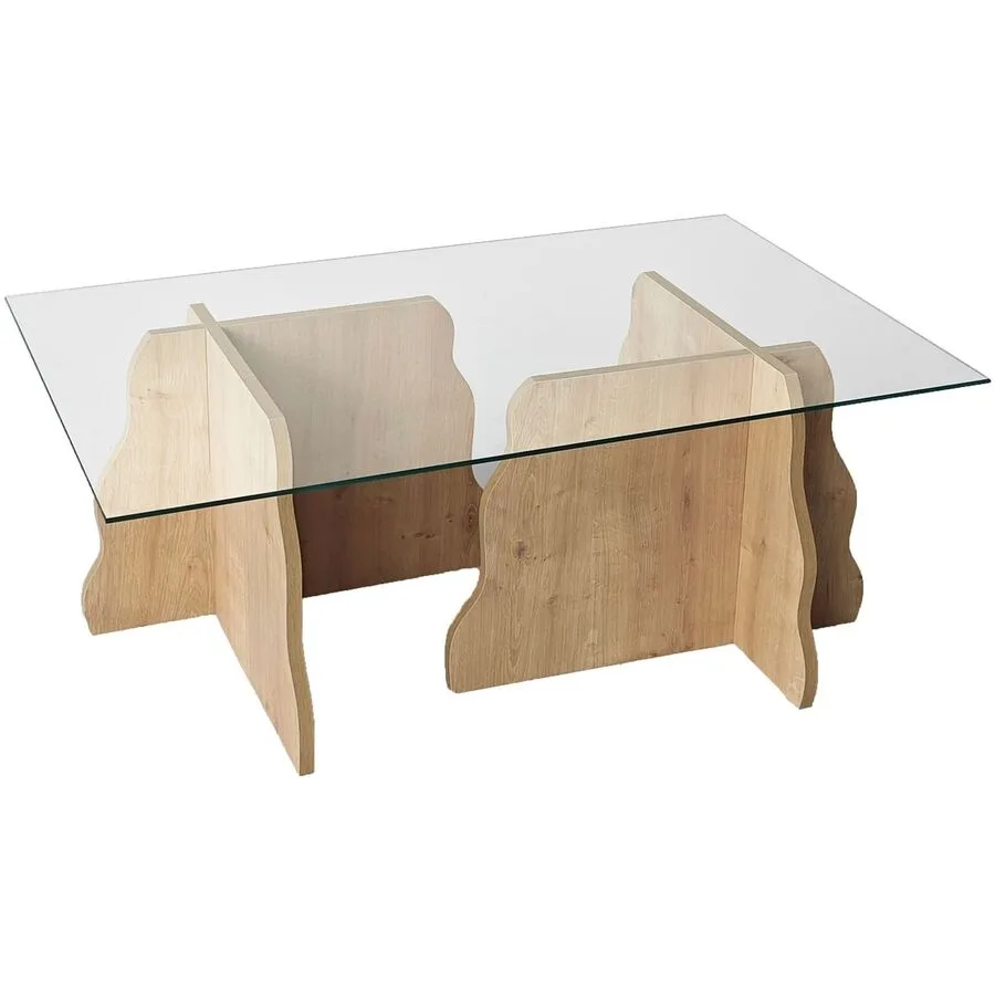 Salontisch Georis Saphir-Eiche, Transparent 100% Hartglas B 105 T 65 cm