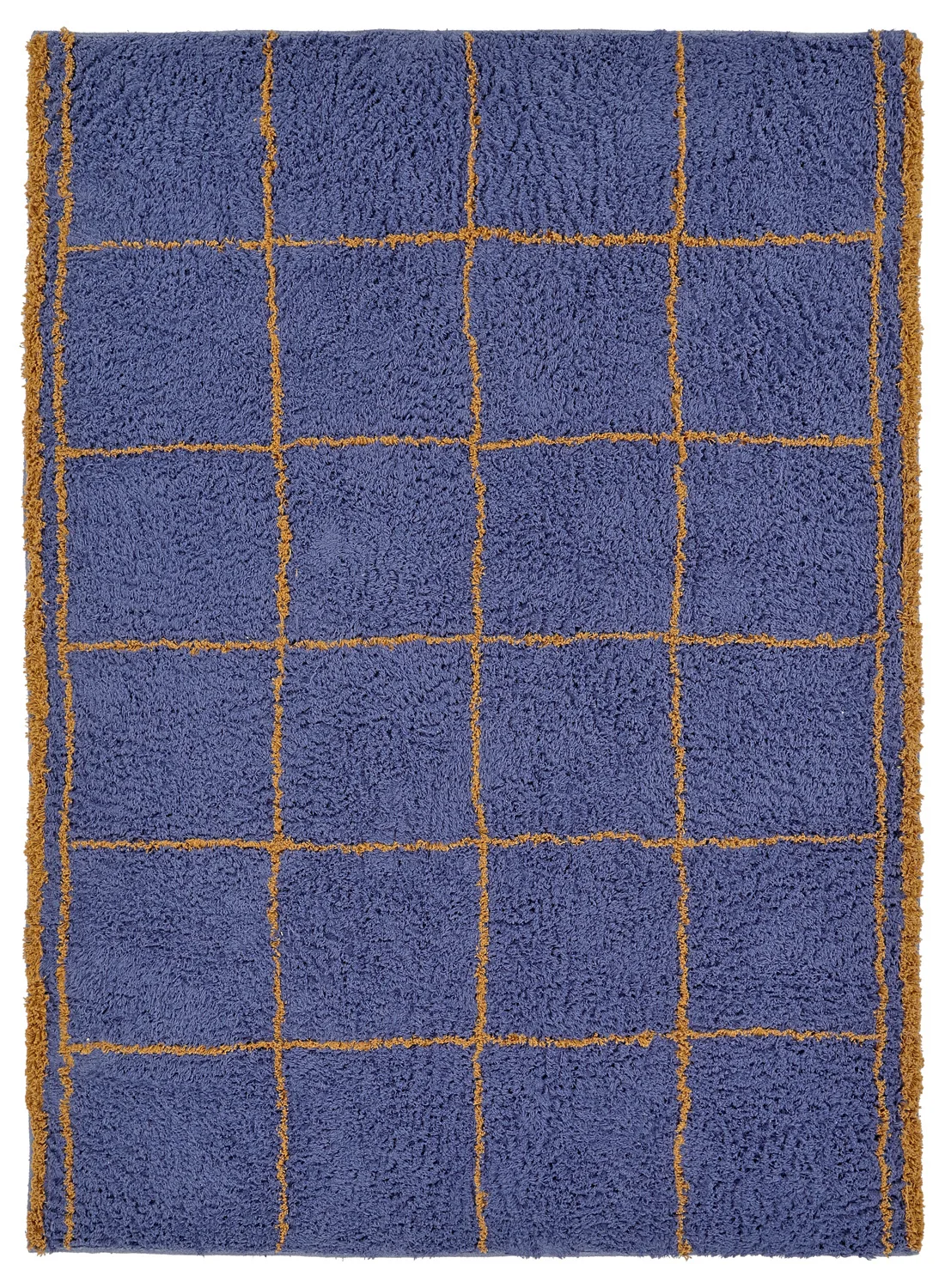 Ryetepper - Lana Natural Cotton Shaggy (blå/gul) (Størrelse: 160 x 230 cm)