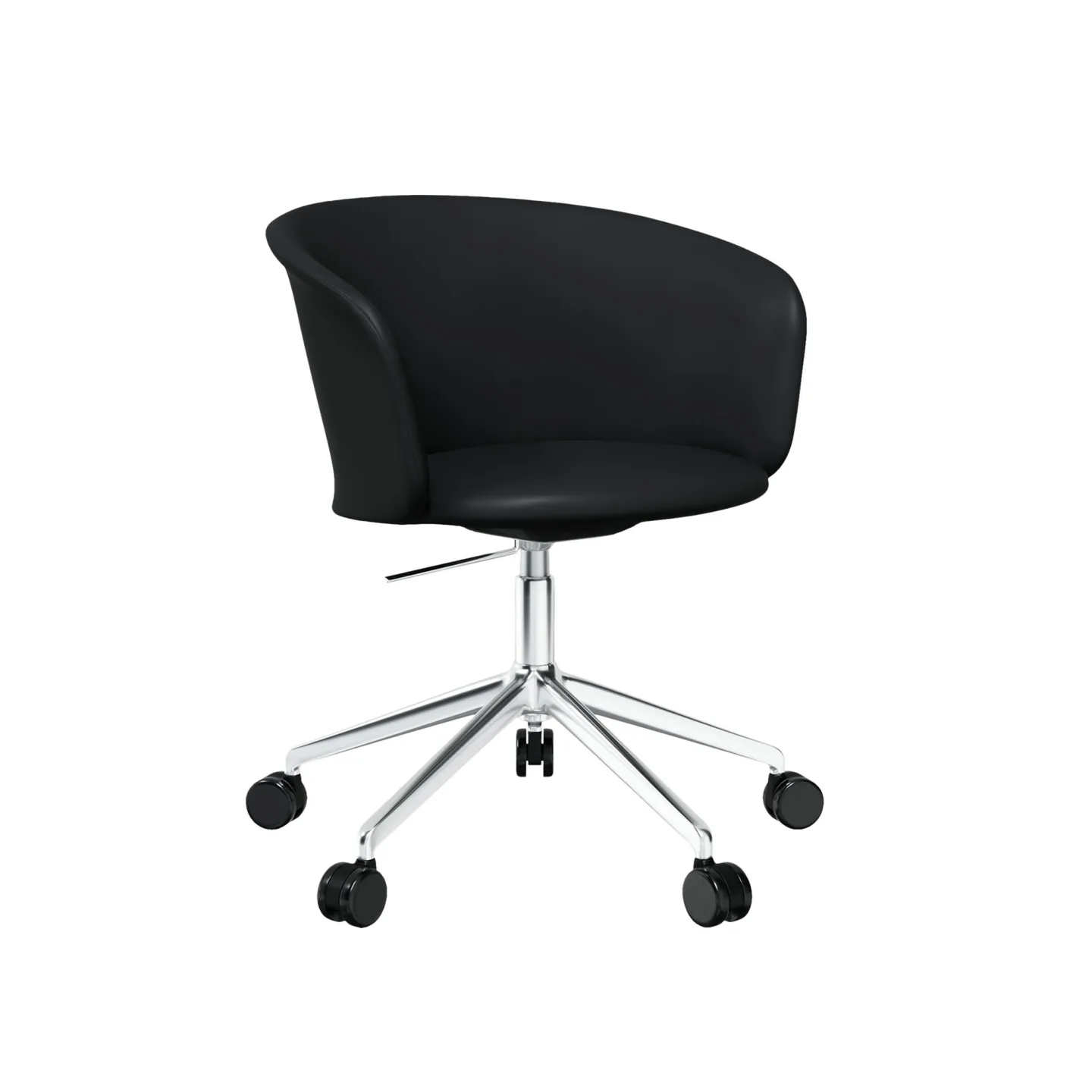 HEM - Kendo Swivel Chair 5-star Castors - Black Leather/Polished - Kontorsstolar - Sabine Marcelis,LucidiPevere - Svart - Metall/Trä/Syntetiskt/Skum/Ull