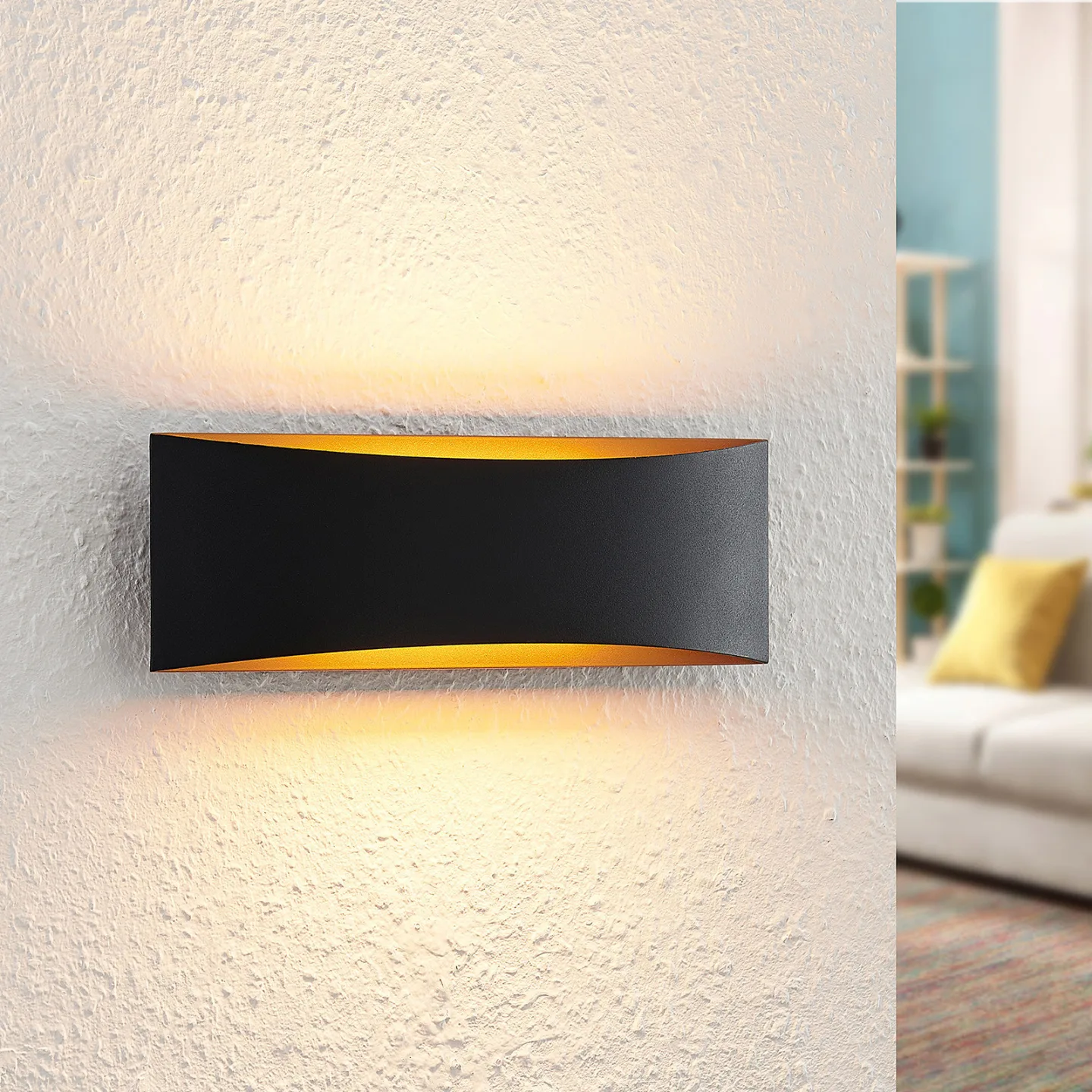 Danta Wandleuchte Black/Gold - Arcchio Jelle - Wohnzimmer - Modern - Metall - Eckig