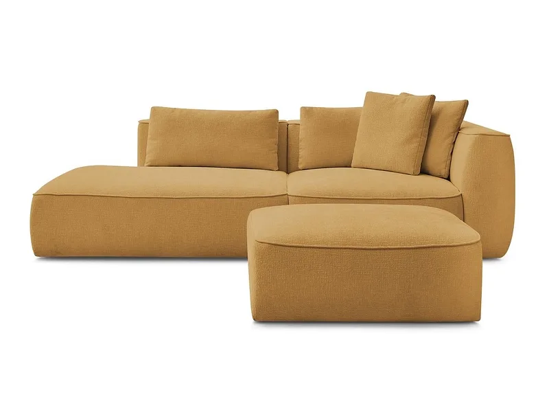 3er Sofa mit Hocker BOBOCHIC LEOPOLD Stoff mit Textur gelb