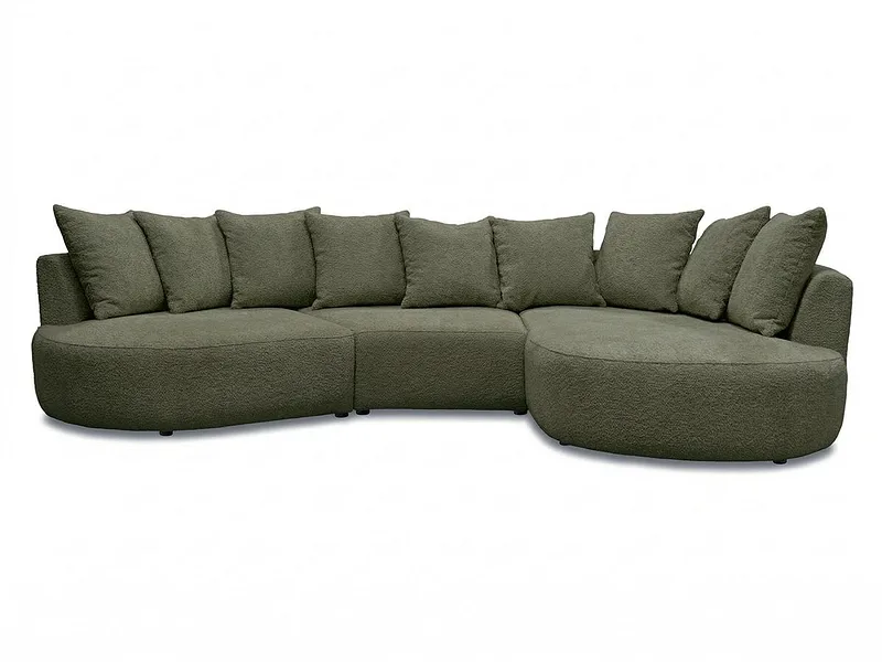 Ecksofa BOBOCHIC CALYPSO Boucle-Stoff grün