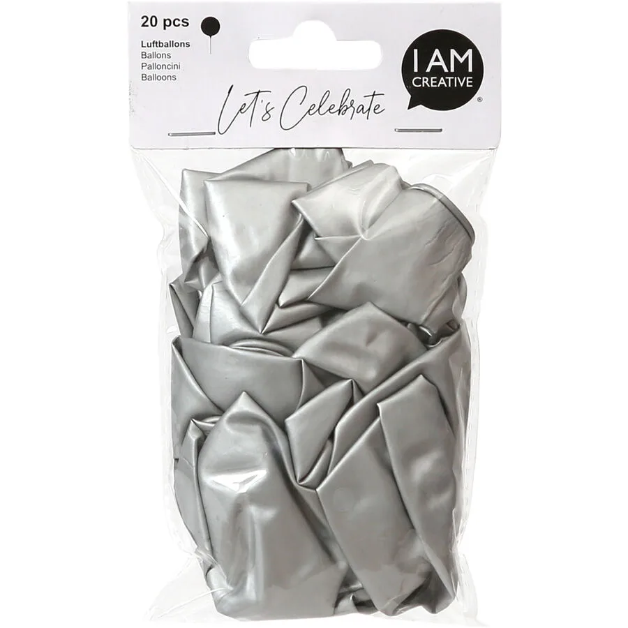 Luftballons I am creative silber Naturkautschuk H 19 cm 20 Stk
