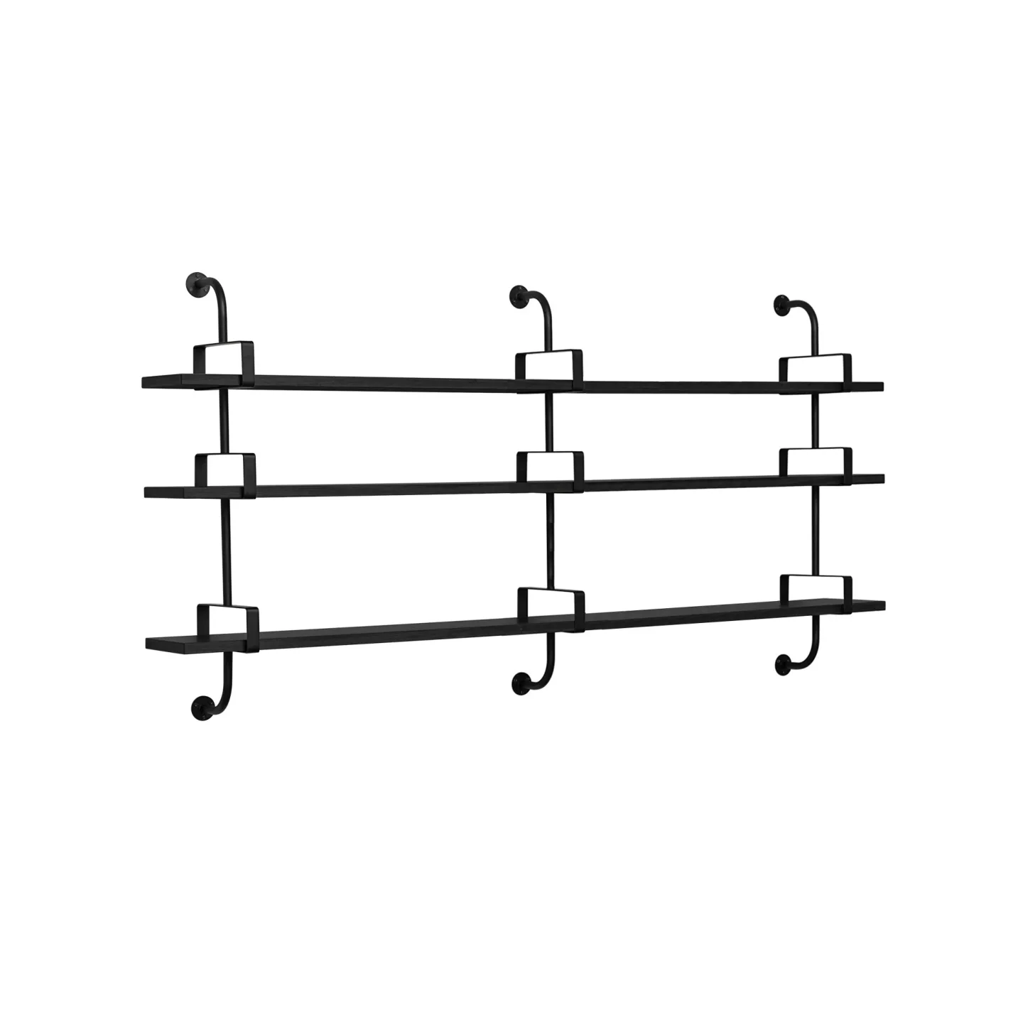 Gubi - Démon - 3 fästen, Trä: Svartbetsad Ask, Bredd: 215 cm, 3 hyllplan - Hyllor & Hyllsystem - Mathieu Matégot - Svart - Trä