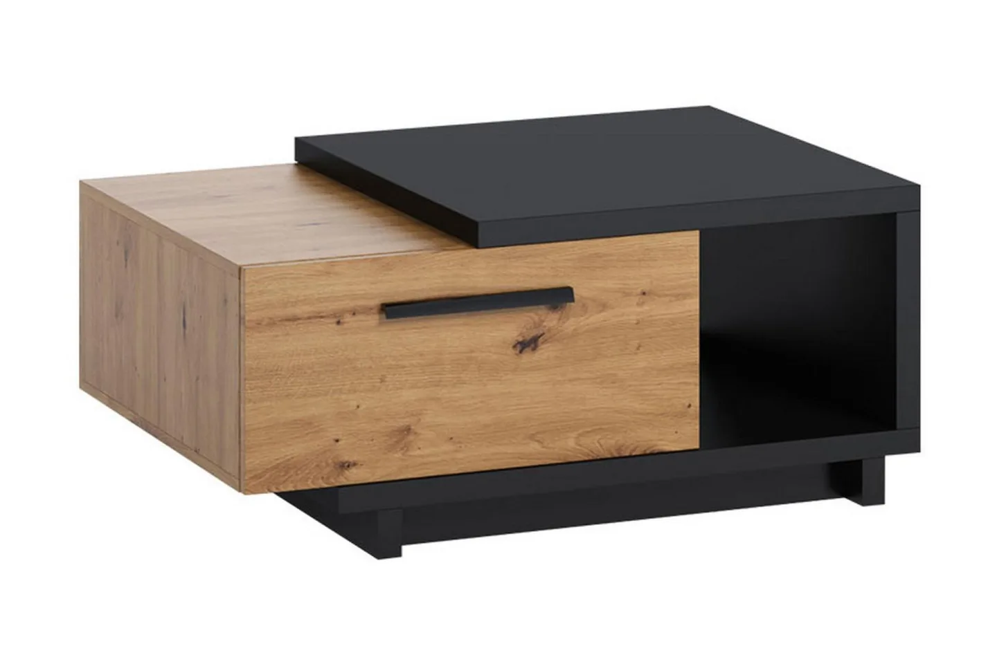 Ingram Soffbord 90 cm med Förvaring Låda + Hylla - Natur/Svart