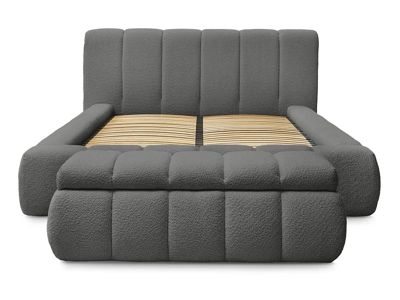 Kastenbett mit Bettkasten BOBOCHIC DENALI 160x200cm boucle-stoff dunkelgrau