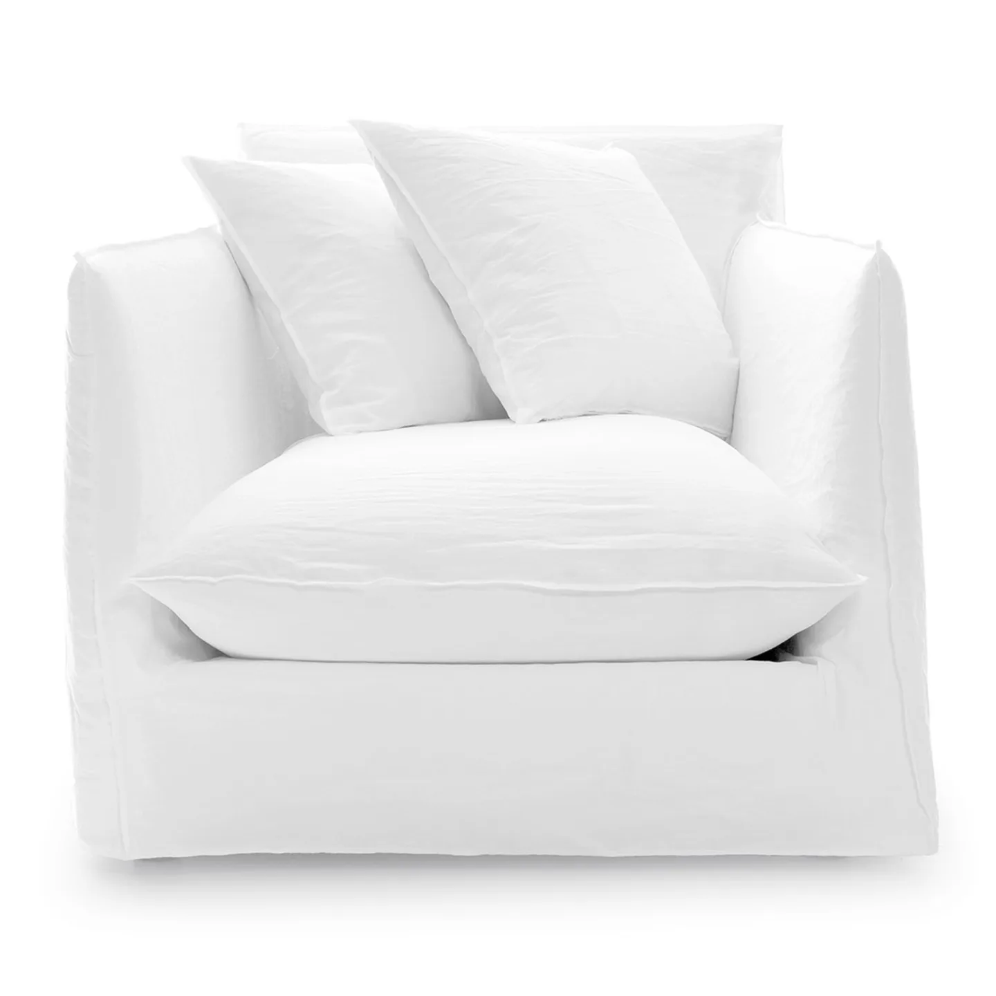 Gervasoni - Ghost 01 Armchair Lino Bianco - Fåtöljer - Paola Navone - Vit - Trä/Skum