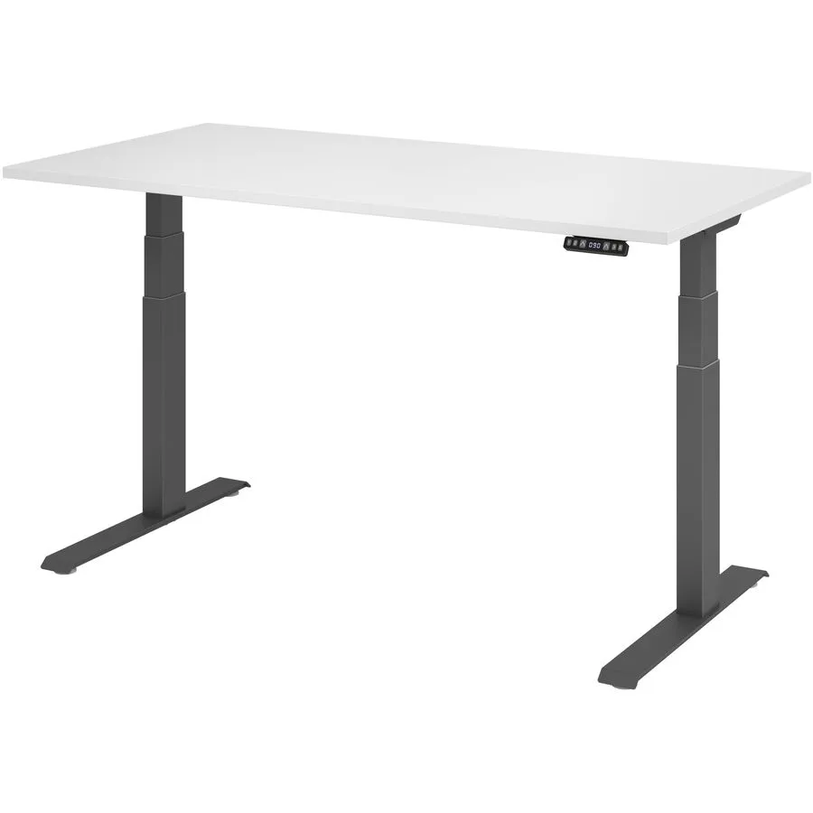 Schreibtisch Office weiss, grau Holzwerkstoff Höhenverstellbar B 160 T 80 cm