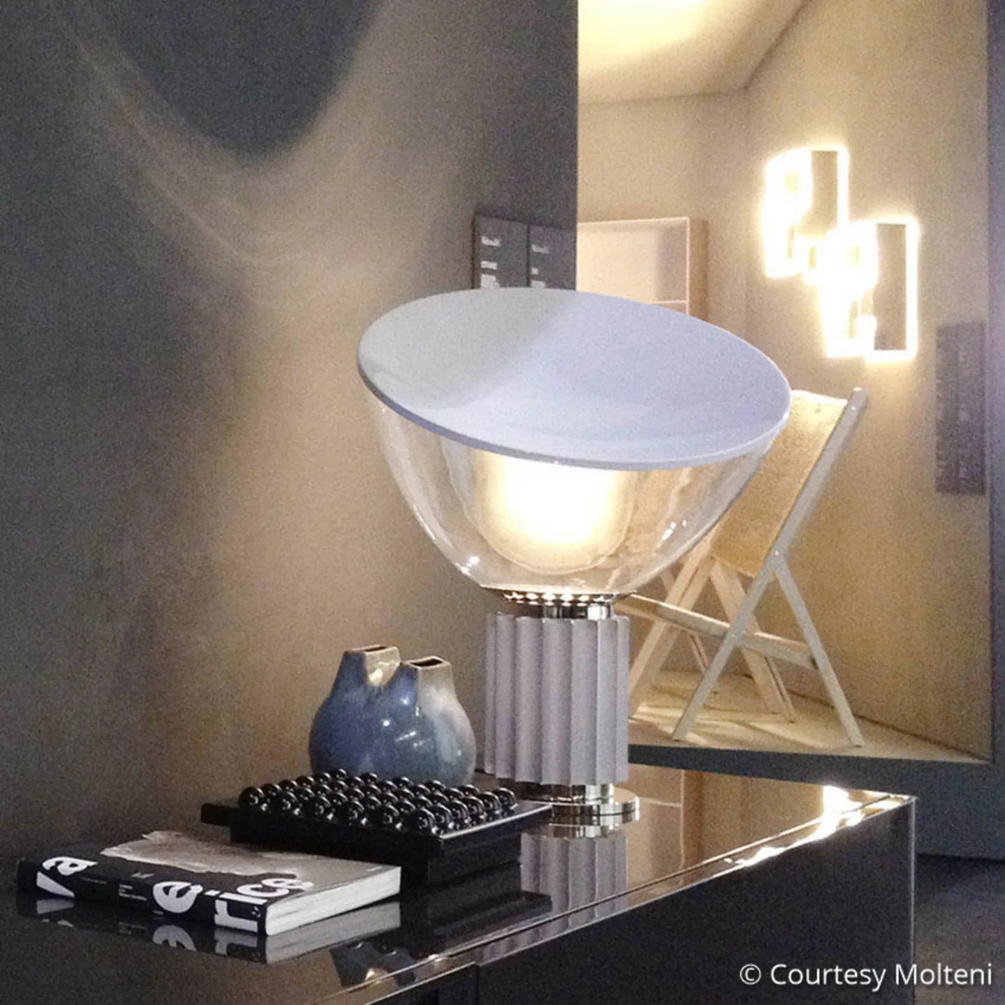 Taccia LED Tischleuchte Silver - Flos - Wohnzimmer - Design - Metall - Einflammig