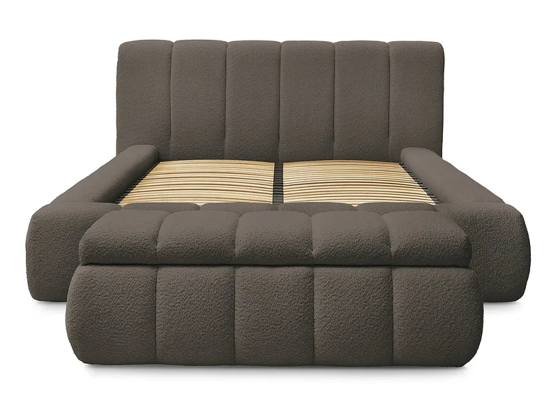 Kastenbett mit Bettkasten BOBOCHIC DENALI 180x200cm boucle-stoff rotbraun