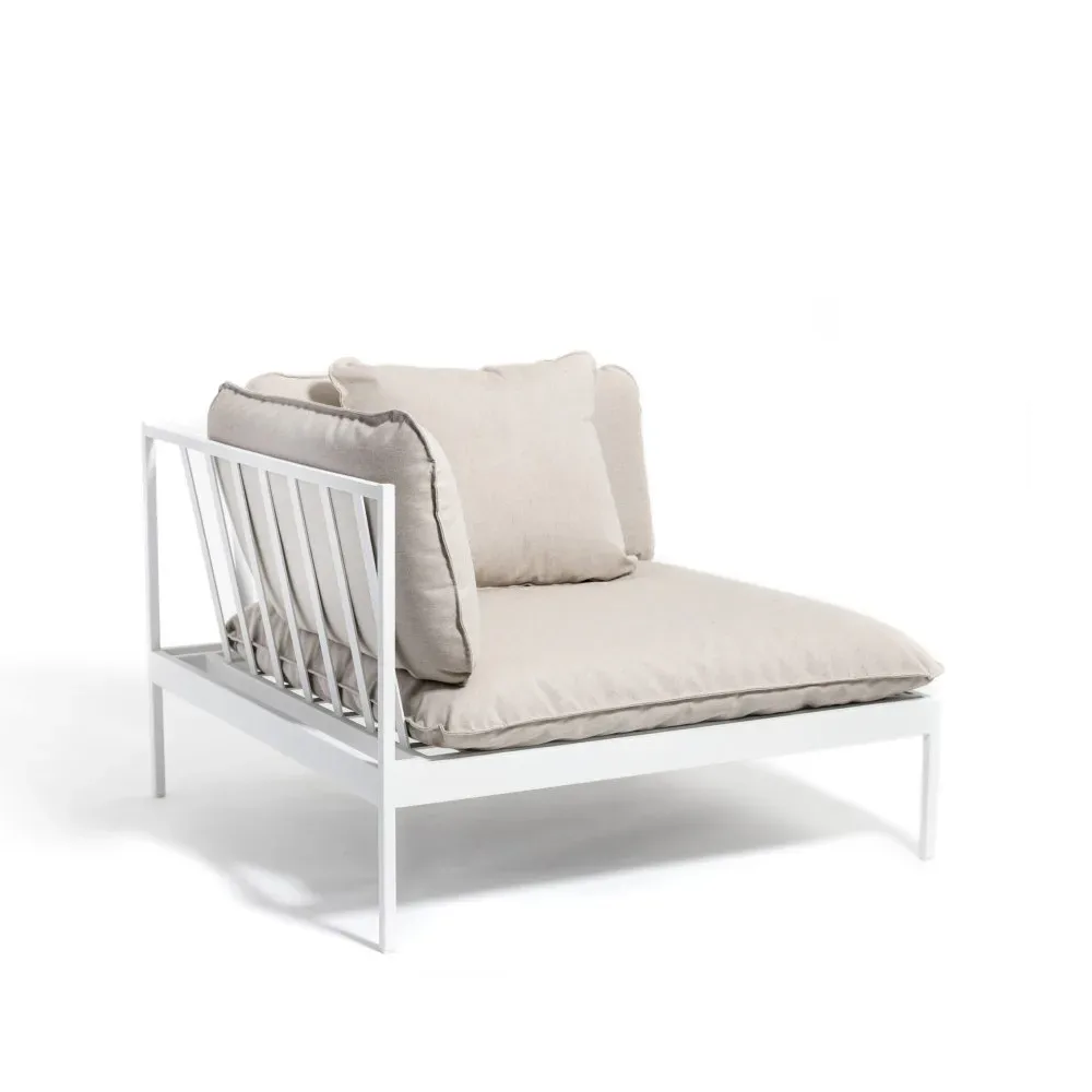 Skargaarden Bönan Modulsofa Sunbrella Ashe light grey, Eckteil, hellgraues Aluminiumgestell