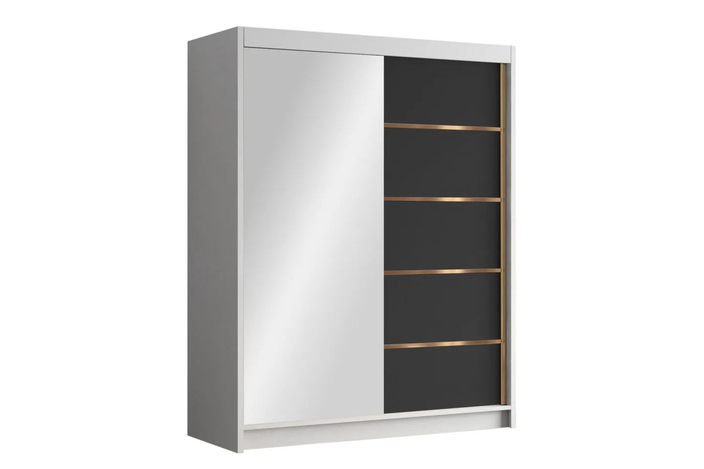 Emet Garderob med Spegel 150x200 cm - Svart/Vit