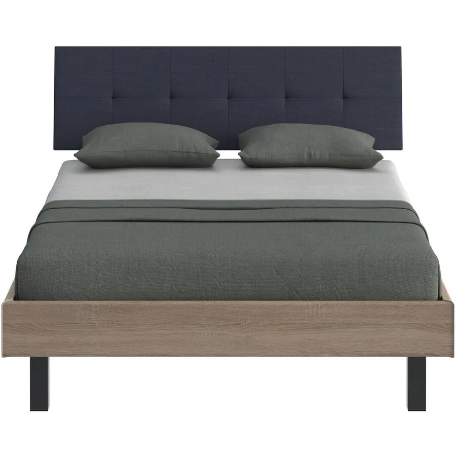 Modular Bett Livorno Natur, Schwarz MDF, Stoff, Metall 120 x 200 cm