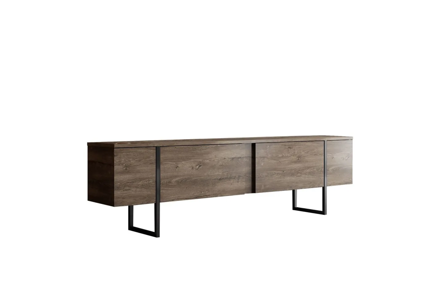 Luxe Tv bänk med Förvaring 180x50 cm - Brun / Svart / Trä