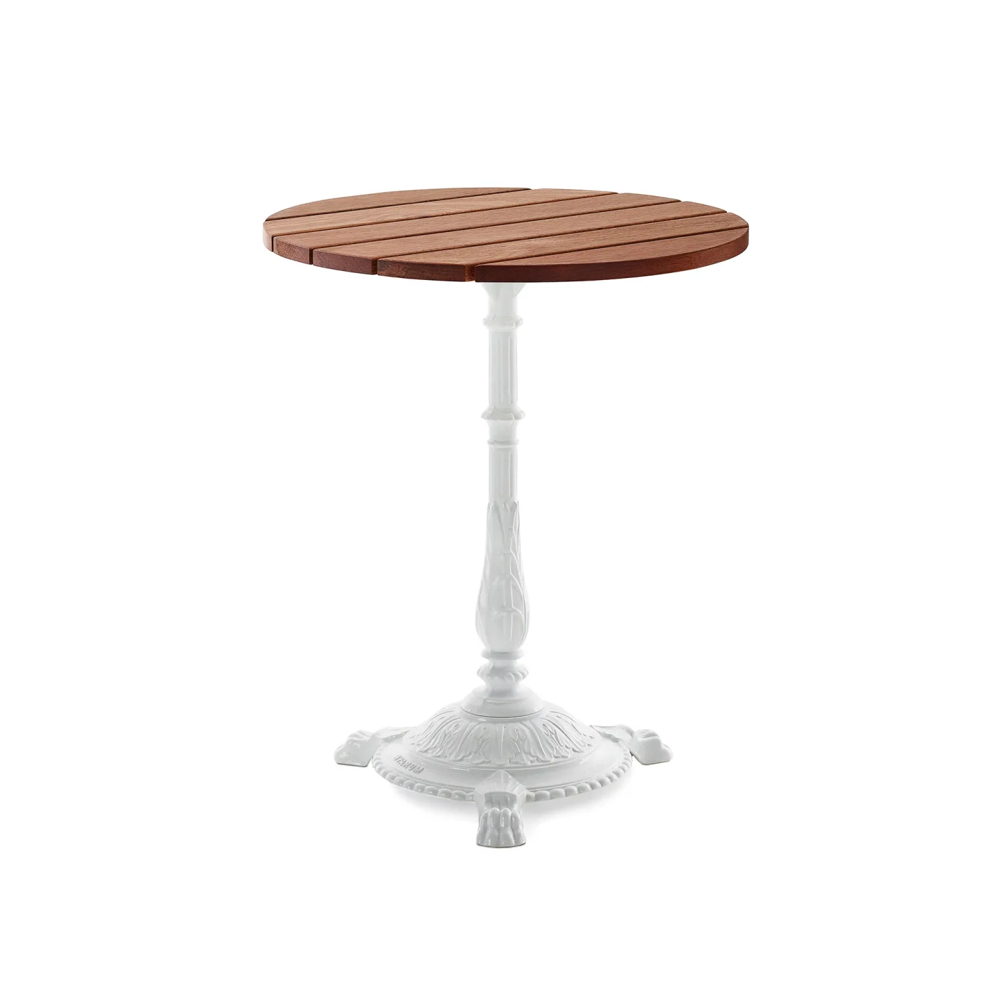 Byarums Bruk - Bord Classic Café Ø60 cm 3-tass – Oljad Mahogny/Vitlackerad Aluminium - Matbord utomhus - Vit - Metall/Trä