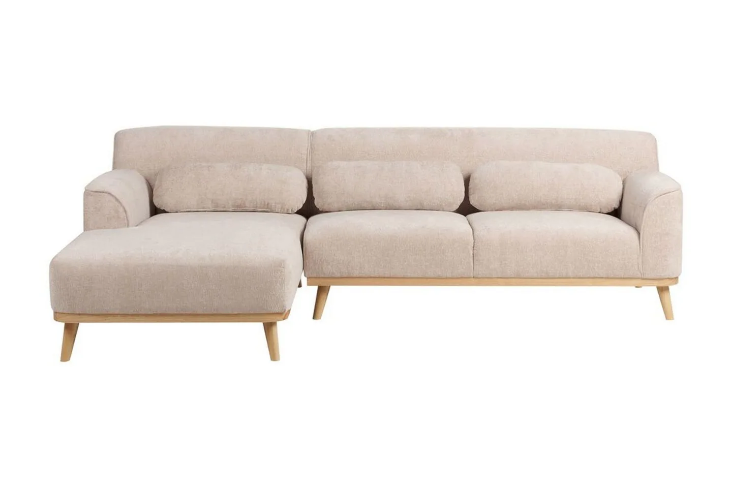 Bree Hörnsoffa 3-sits - Beige/Ljust trä