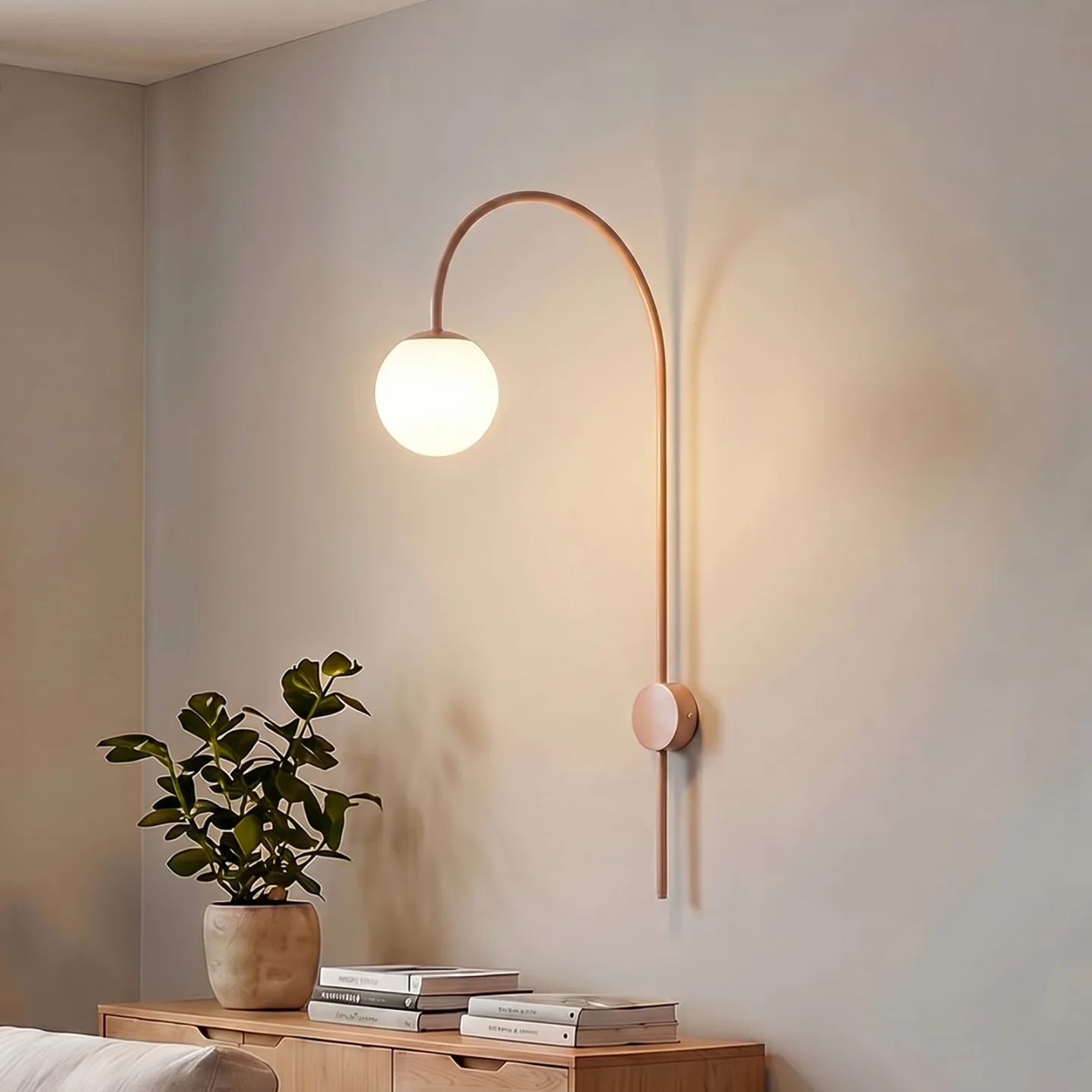 Una vägglampa i korallrött metall och glas – ALDEX - Vardagsrum - Med en ljuskälla