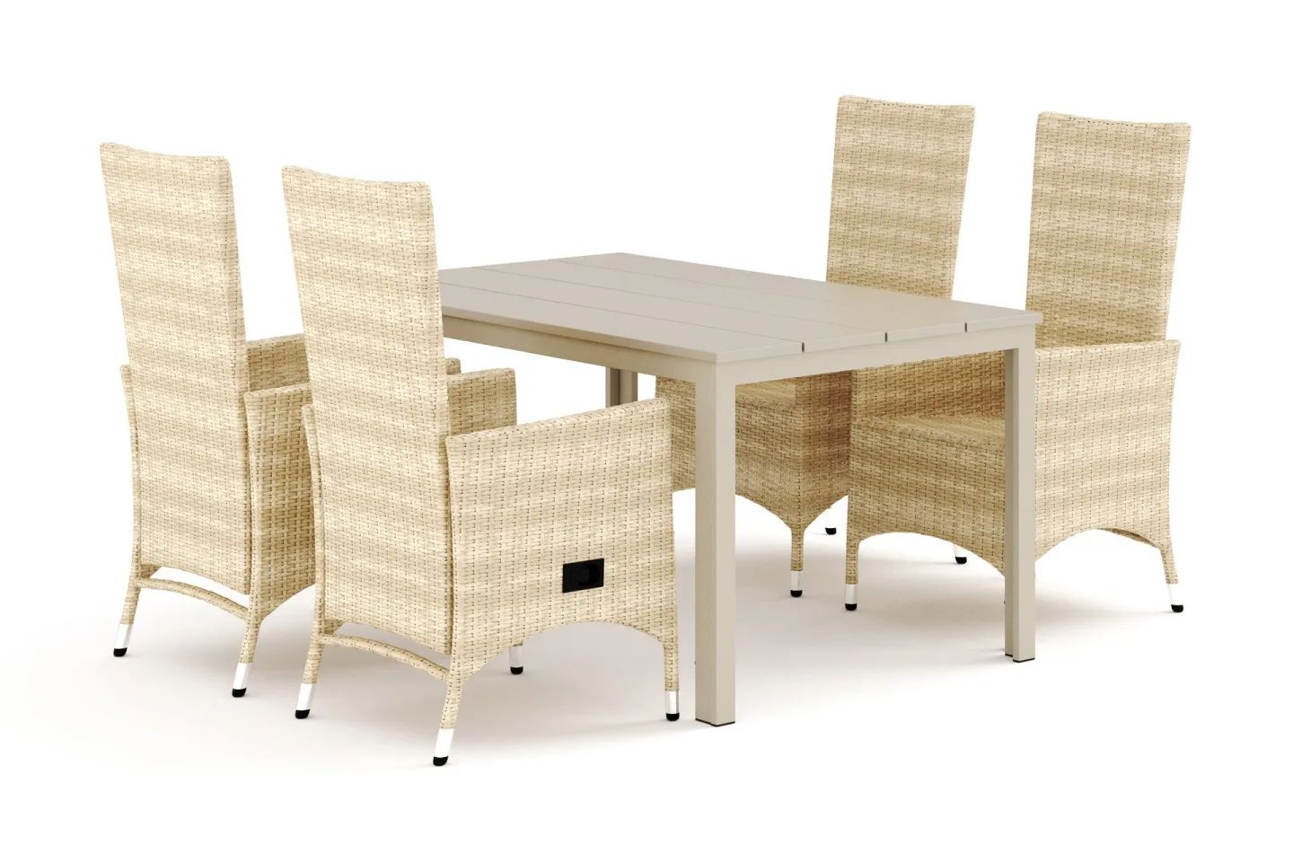Tunis utomhus matgrupp 140x90 cm med 4 Jenny matstolar - Beige/Beige