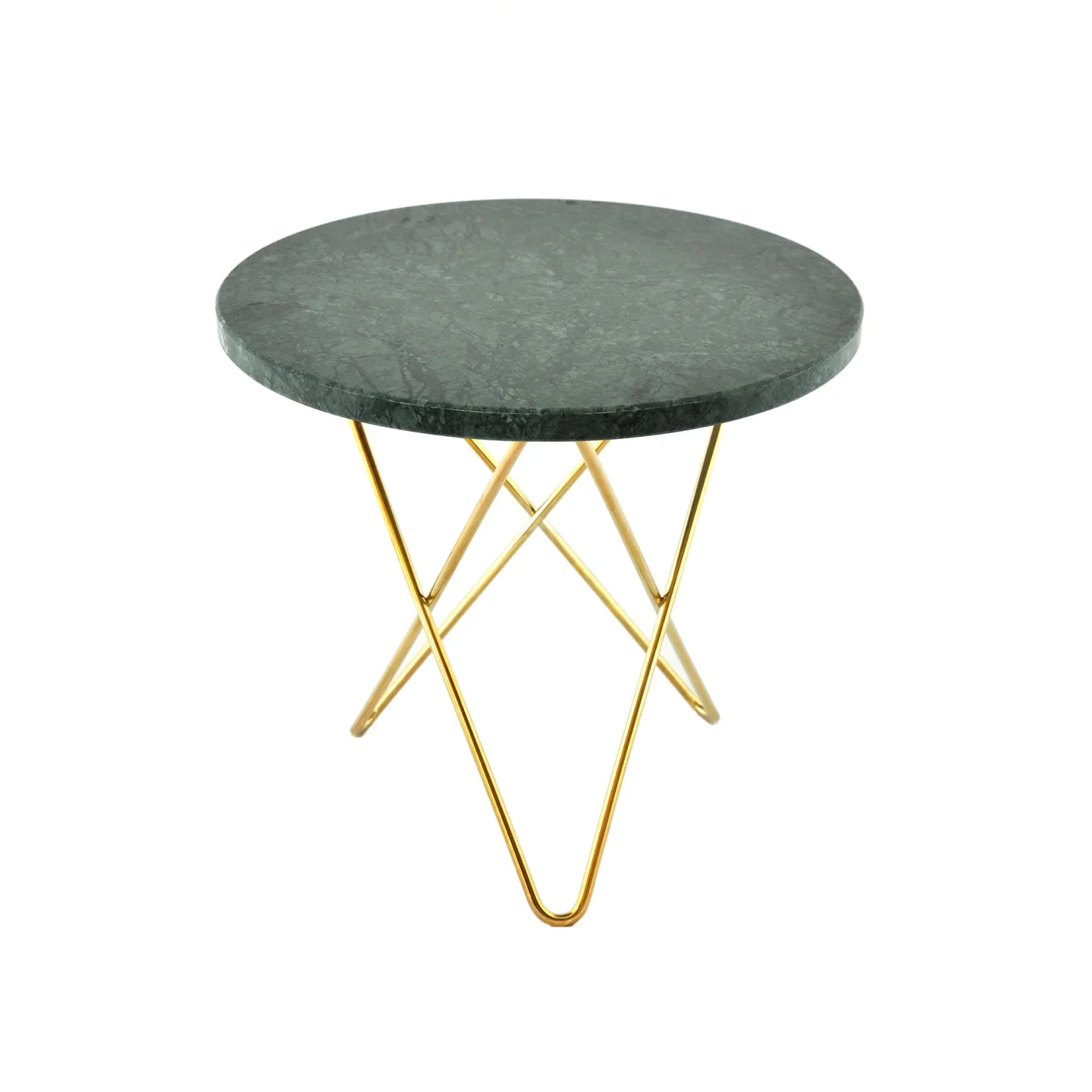 OX Denmarq - Mini O Table, Brass Frame, Top: Green Marble - Sidobord - Dennis Marquart - Grön - Metall/Sten