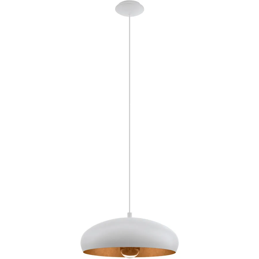Pendellampe Mogano 1 Kupfer/Weiss Stahl 110 cm - Farbe: Weiss/Kupfer