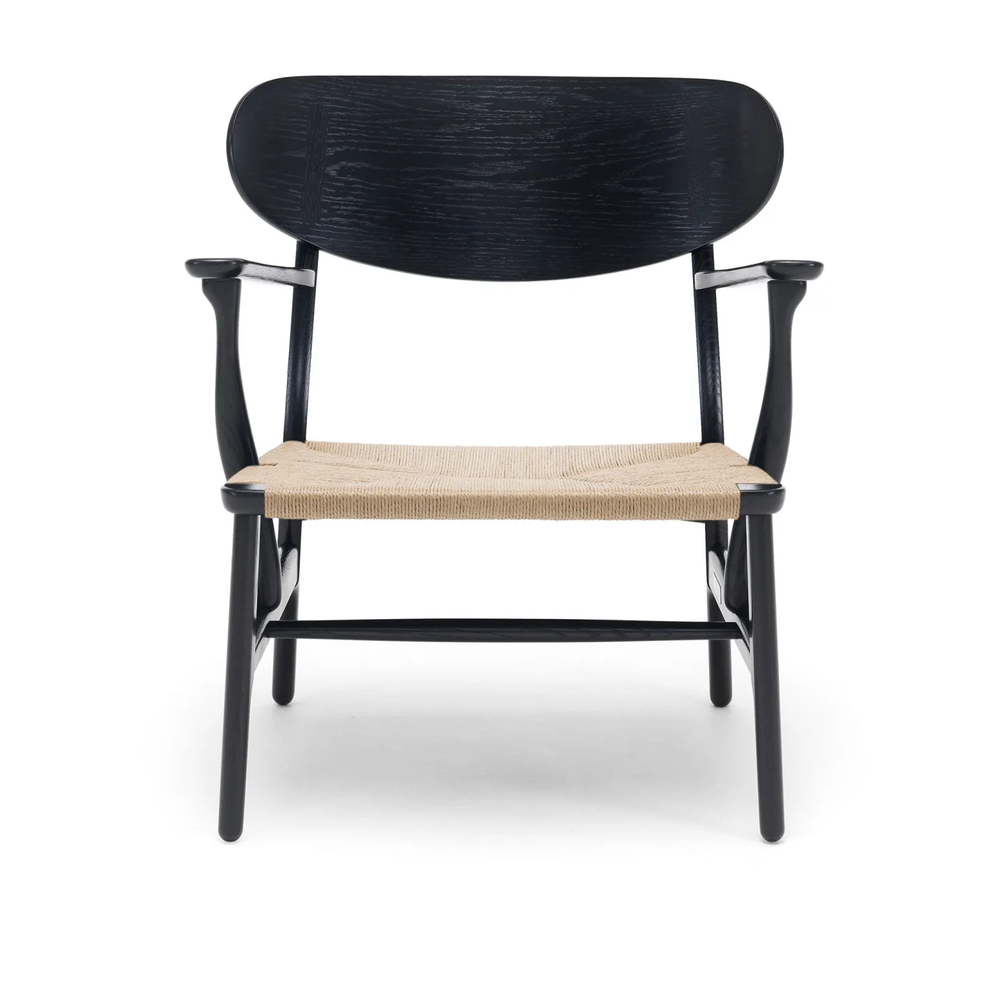 Carl Hansen - CH22, Black Painted Oak, Chord Natural - Fåtöljer - Hans J. Wegner - Svart - Naturmaterial/Trä