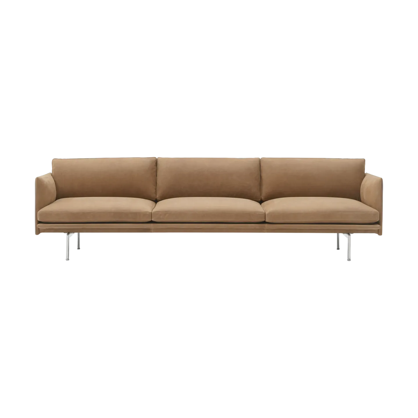 Muuto Outline 3,5-Sitzer Sofa, polished alu Grace leather Camel