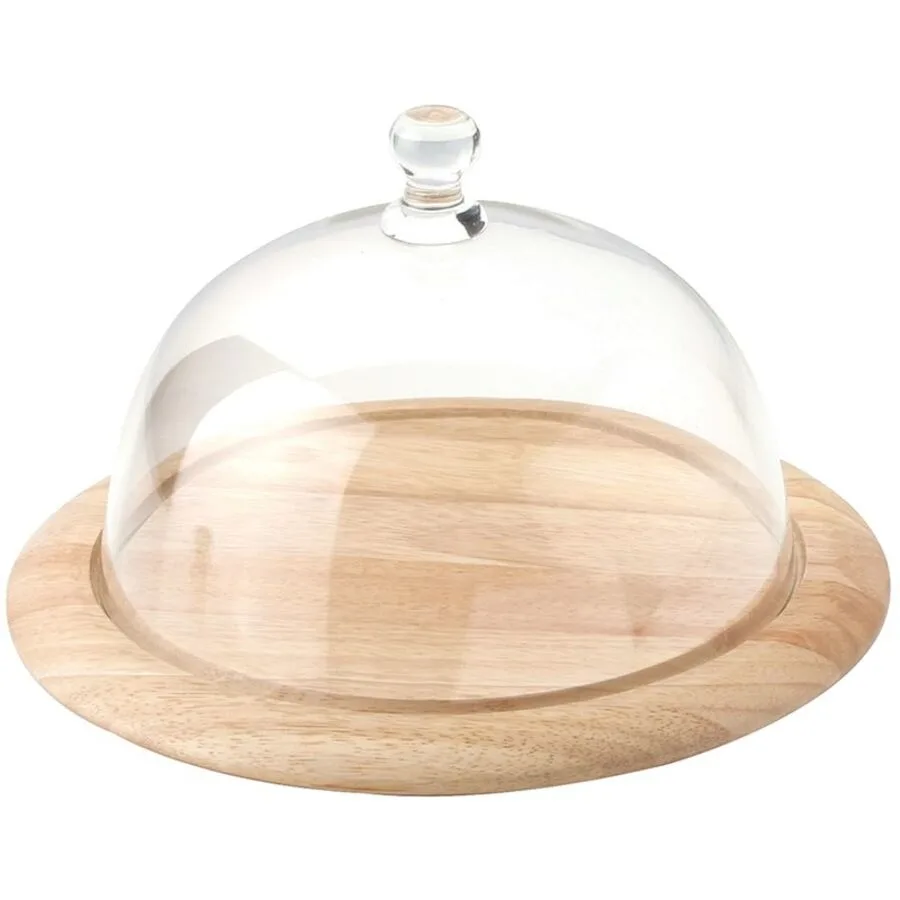 Käseglocke Continenta transparent/natur Glas/Holz B 20 cm