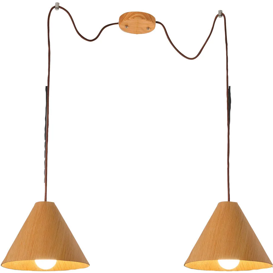 Pendellampe Pireva Braun Holz/Metall 35 cm 35 cm - Farbe: nussbaum