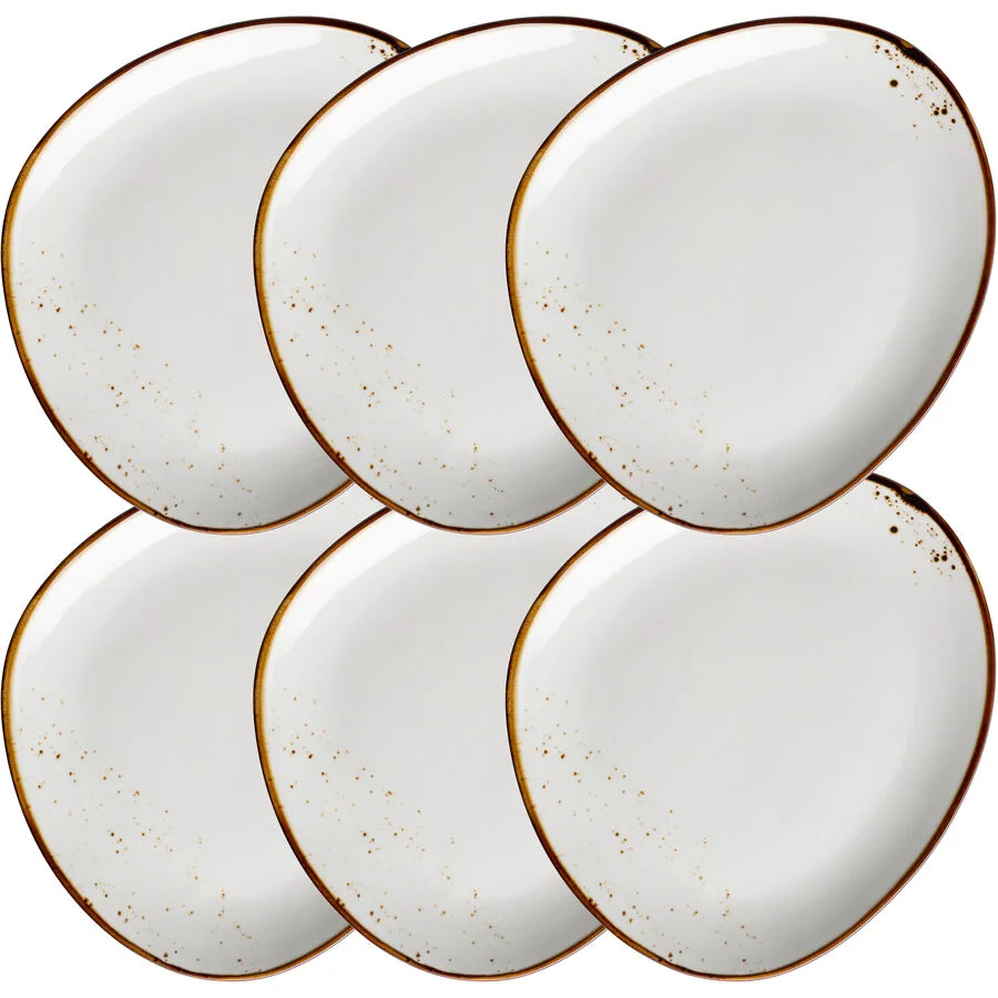 MÄSER Speiseteller-Set 6-tlg. Pintar weiss/braun Porzellan 6 Stk