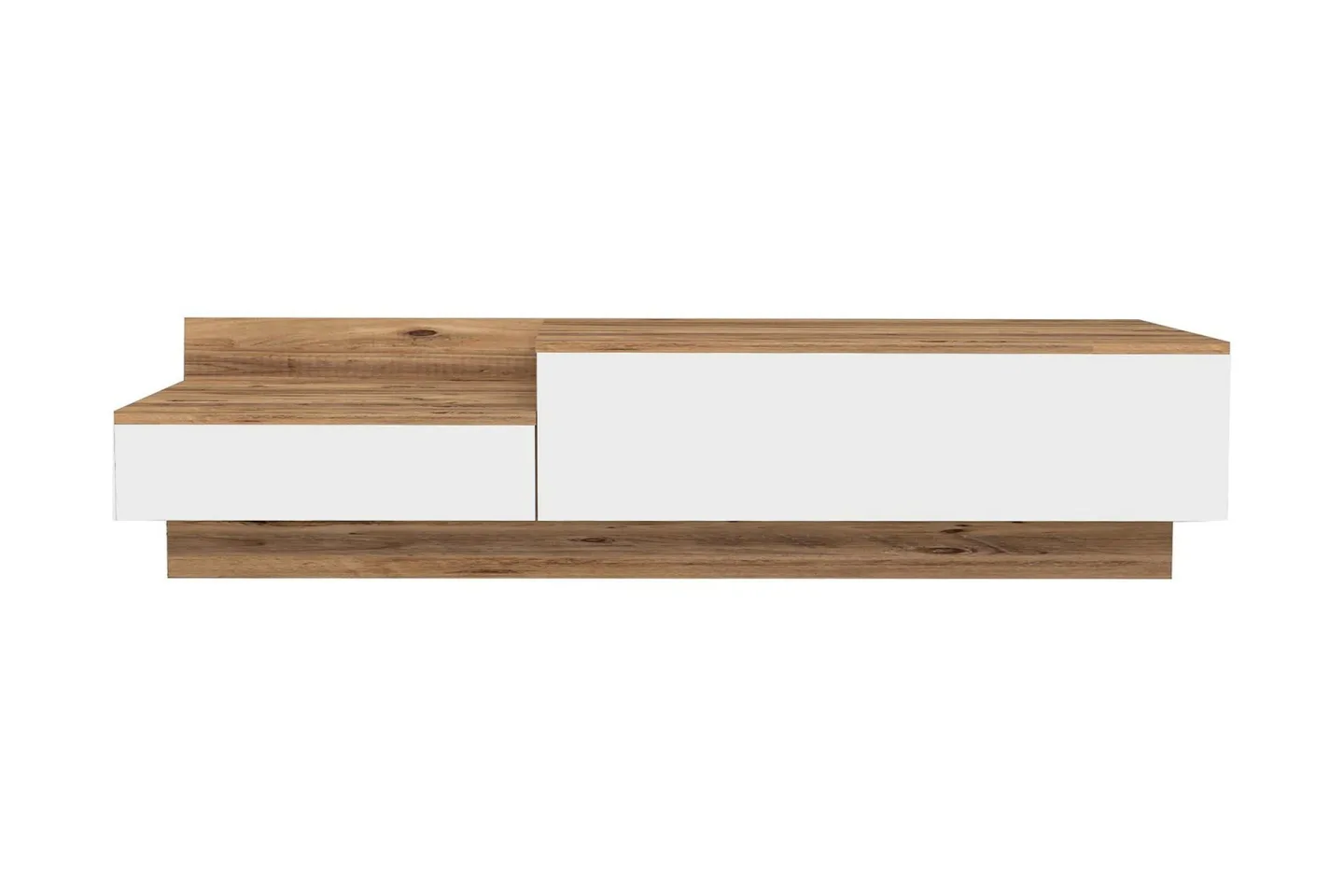 Tv-bänk 160 cm 2 Skåp - Vit/Natur