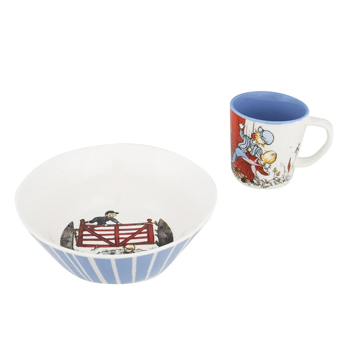 Martinex Emil Kindergeschirrset 2 Teile Weiß-blau