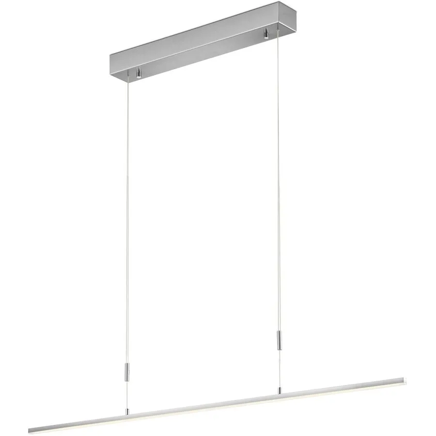 Bankamp Pendellampe Slim Grau Glas 98 cm 150 cm Höhenverstellbar (manuell) - Farbe: Nickel matt/Chrom abgesetzt - LED - Lichtfarbe: Extra warmweiss -