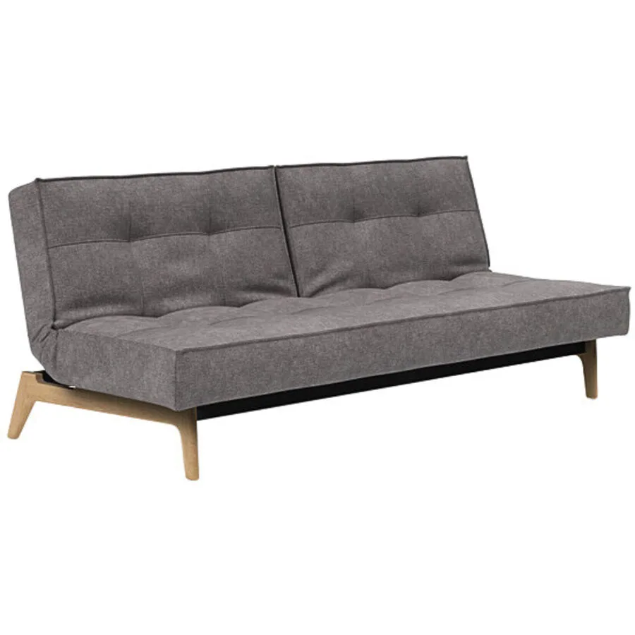 Bettsofa Split Grau Stoff 210 cm 96 cm Ausklappbar