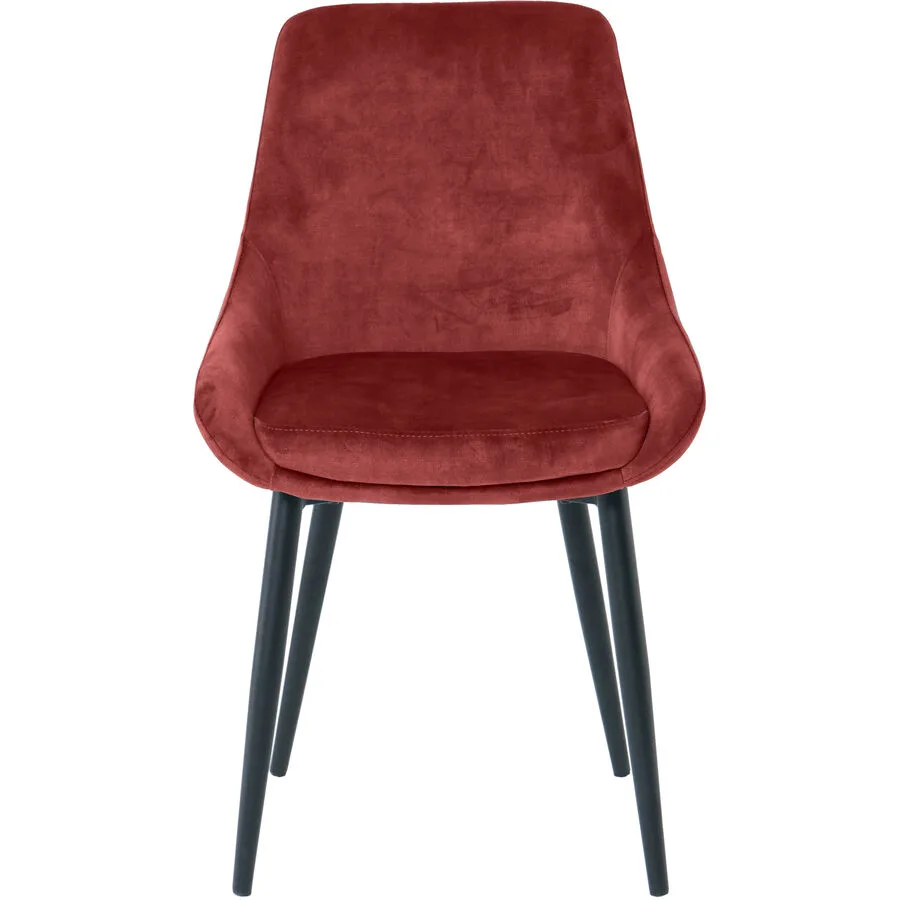 Stuhl 2er-Set Stefano dunkelrot Metall pulverbeschichtet, Polyester Samt