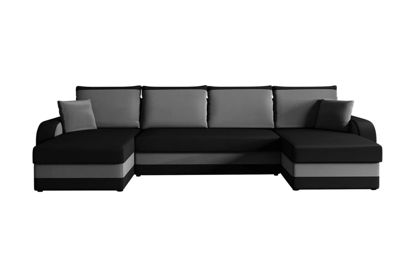 Alvared 4-sits Bäddsoffa med Dubbeldivan med Förvaring - Sammet/Svart/Grå