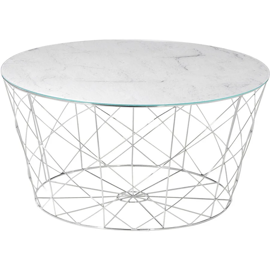 Salontisch Menage Classic weiss, silber Glas B 80 T 80 cm