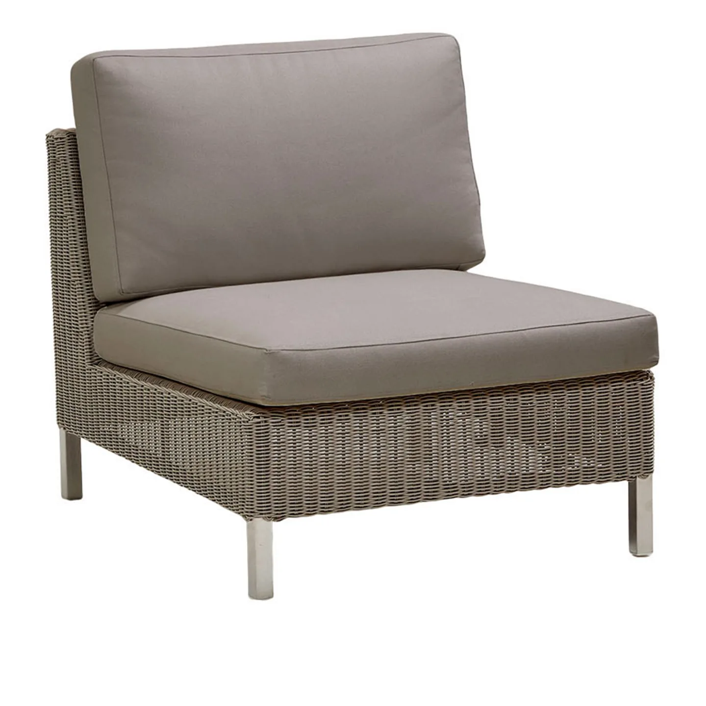 Cane-Line - Connect Enkelsitsig Modul, Dyna: Brun, Taupe, Cane-Line Weave, Cane-Line Natté, Ben: Galvaniserat stål - Fåtöljer utomhus - Cane-line Design Team,Cane-line - Metall/Textilmaterial