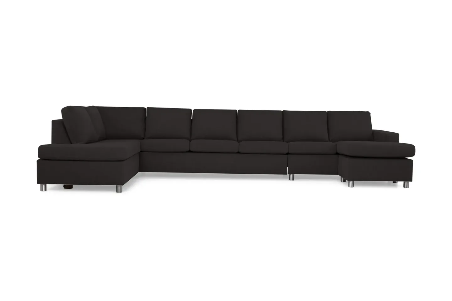 Crazy 6-sits Vänstervänd U-formad XX-Large Soffa med Divan och Schäslong i Tyg - Antracit