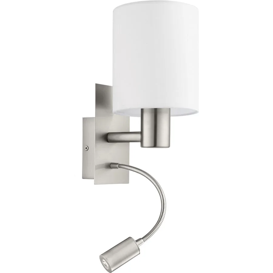 Eglo Wandlampe Pasteri Grau Stahl 38 cm - Farbe: Nickel matt - Lichtfarbe: Warmweiss