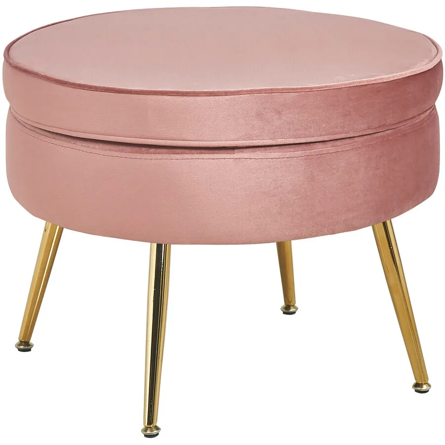 Hocker Khloe Rose, Gold Samt, Metall B 52 H 41 cm