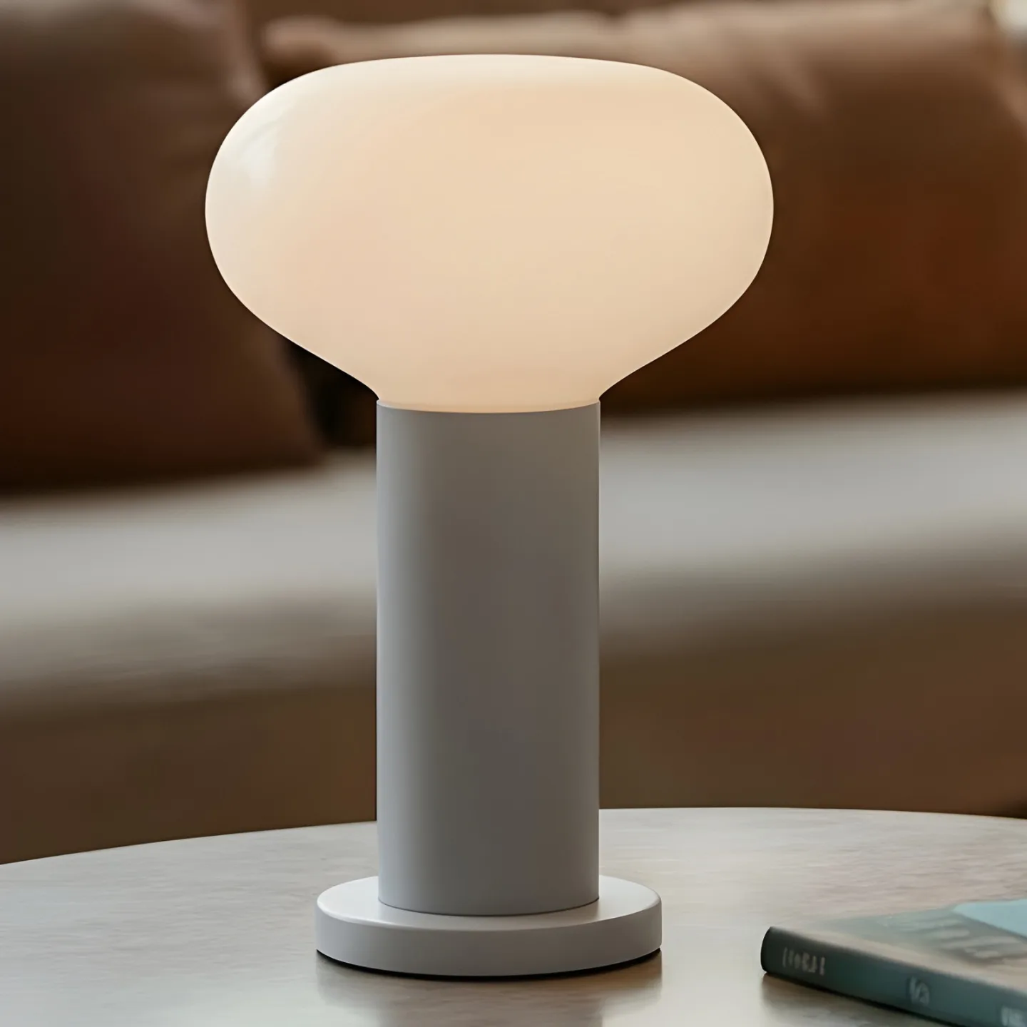 Flo Tischleuchte, grau, Ø 19 cm, Glas - Aldex - Wohnzimmer - Design - Metall - Einflammig