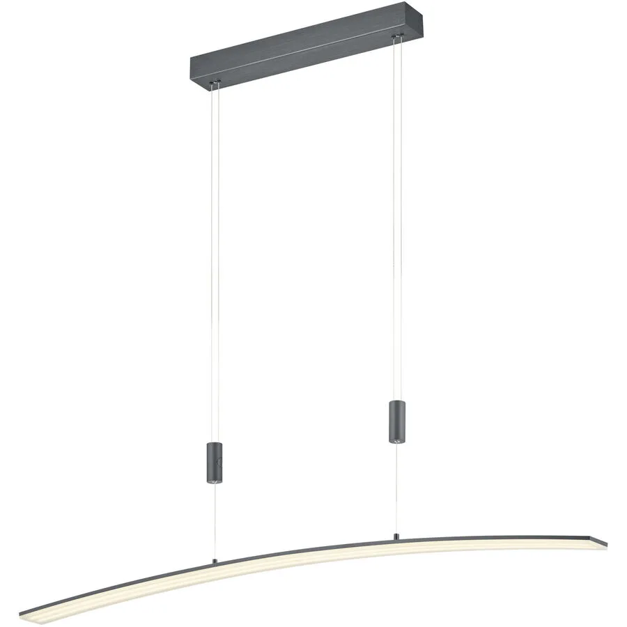 Pendellampe Feliciano Grau Metall 100 cm 150 cm - Farbe: anthrazit - LED - Lichtfarbe: Extra warmweiss - LED Energiesparlampen