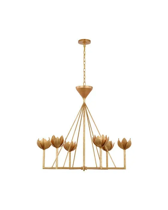 Alberto Low Ceiling Chandelier Antique Gold Leaf L