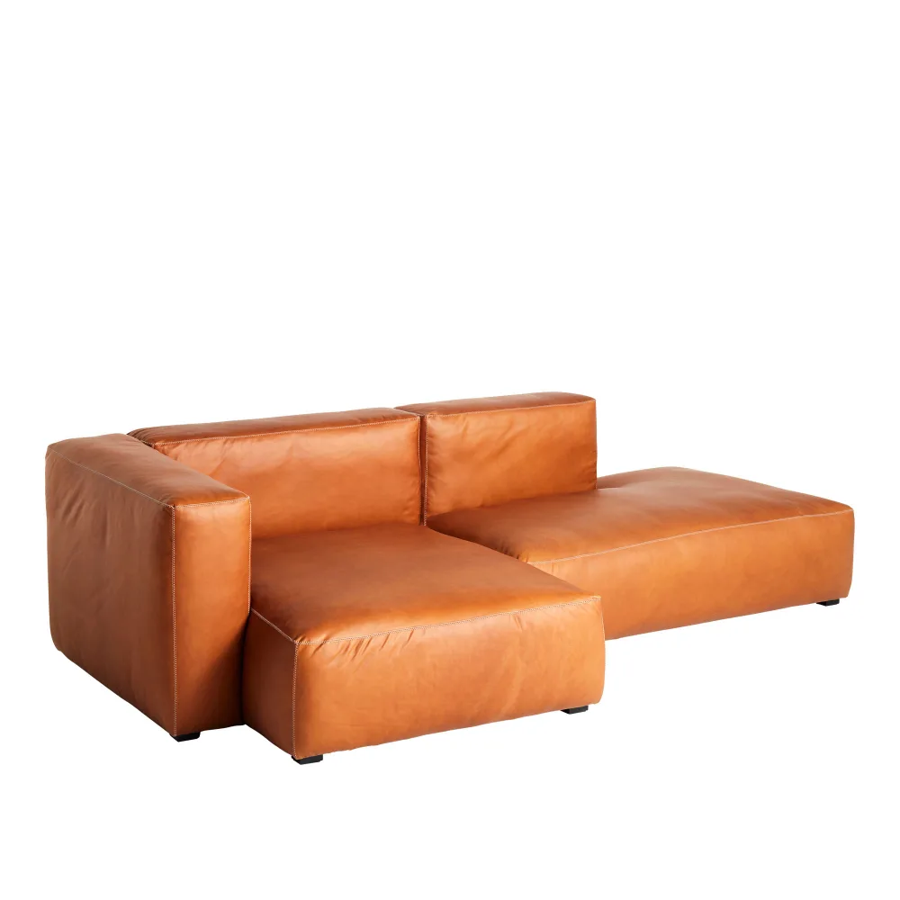 HAY - Mags Soft 2,5 Seater Combination 3 Left - Light Grey Stitching - Cat.6 - Sense Cognac - Soffor - Brun