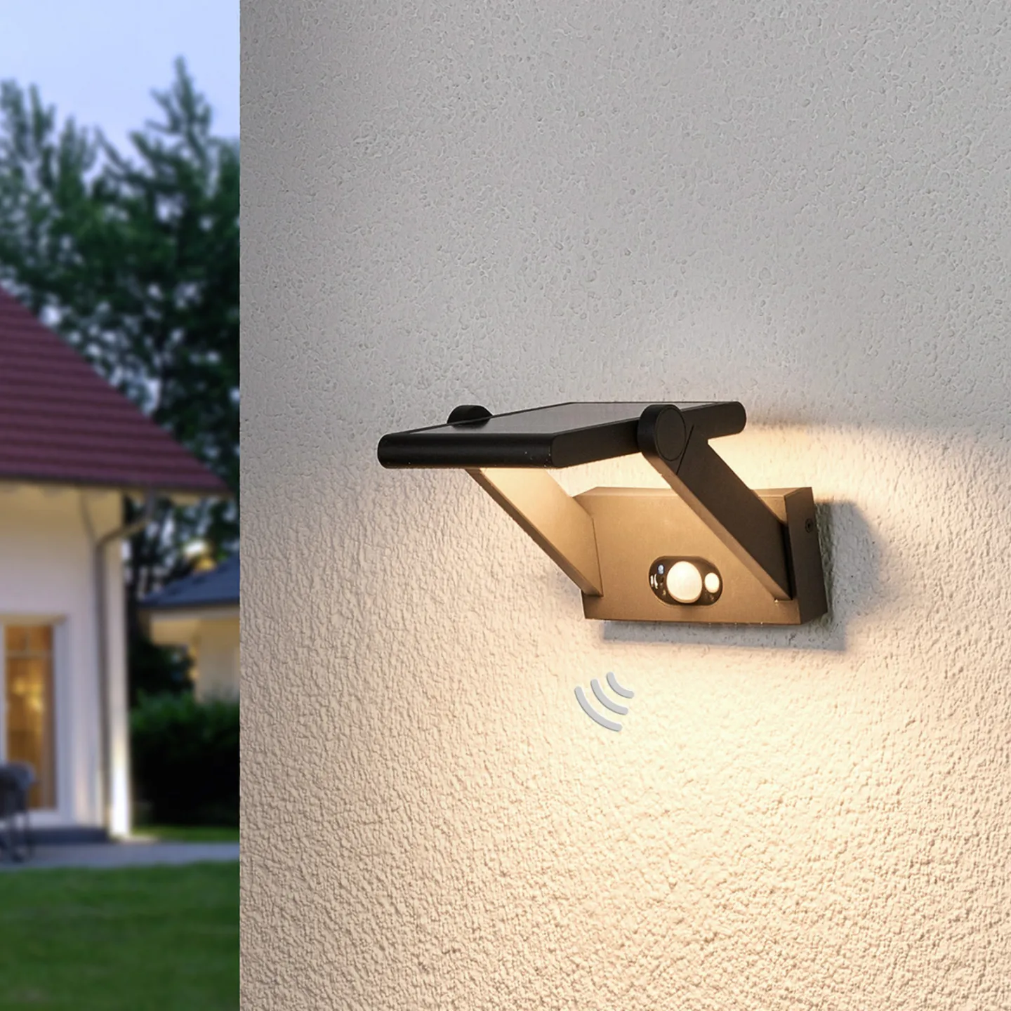 Vakerian Solcelle Wandleuchte w/Sensor Graphite - Lucande Valerian - Modern - Metall - Einflammig