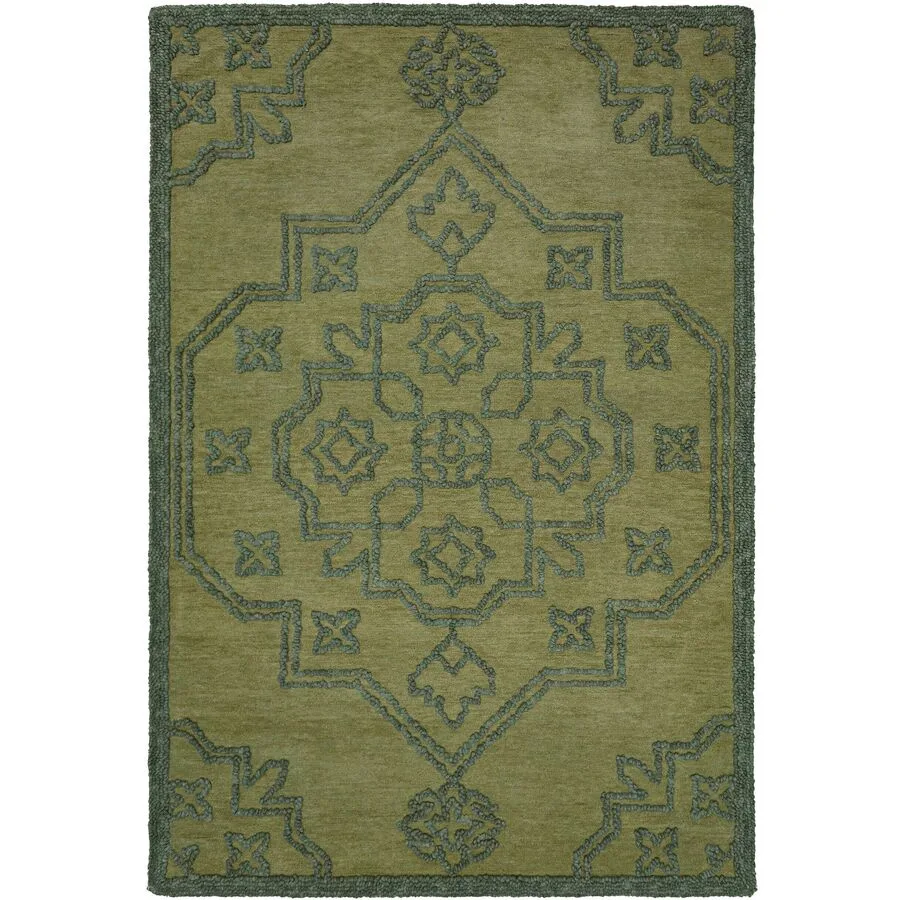 Teppich Sabelia Grün Wolle/Polyester 140 x 200 cm