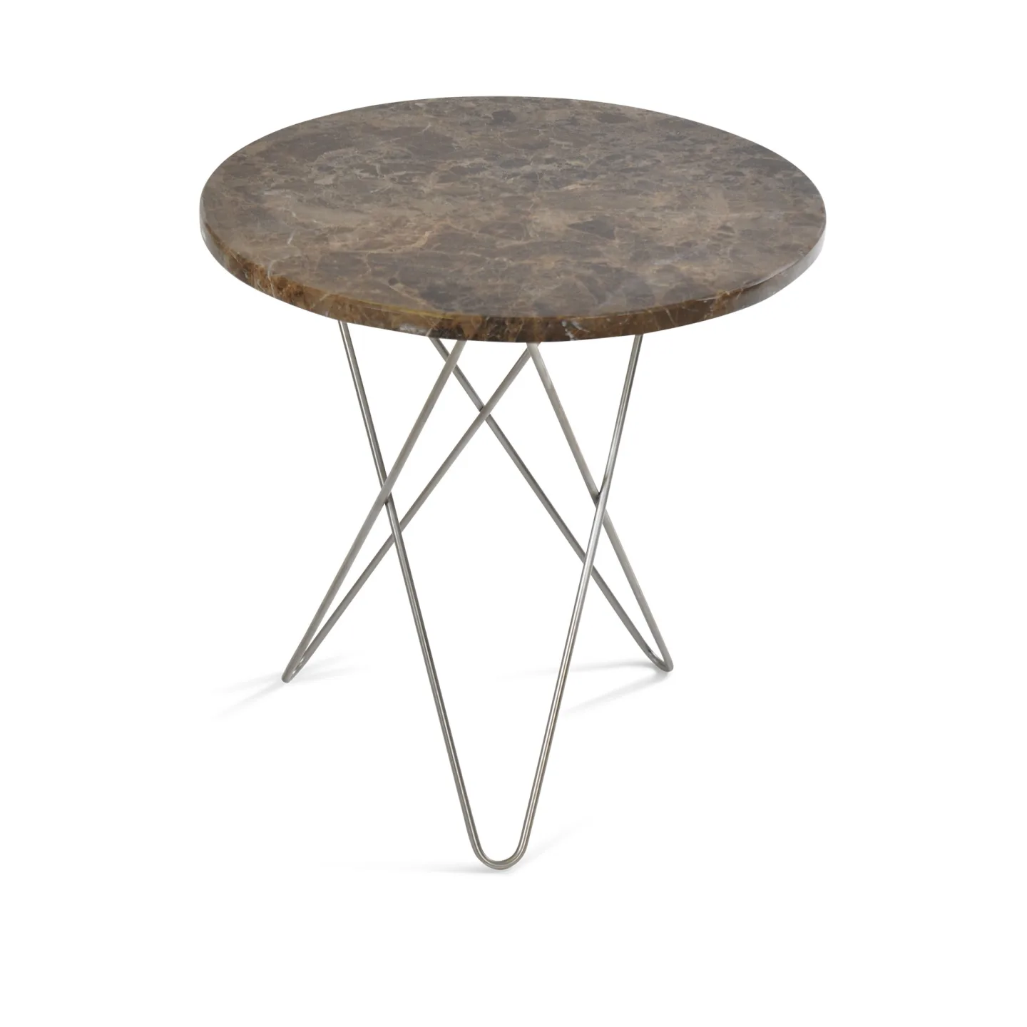 OX Denmarq - Tall Mini O Table, Stainless Steel Frame, Top: Brown Marble - Sidobord - Dennis Marquart - Svart - Metall/Sten