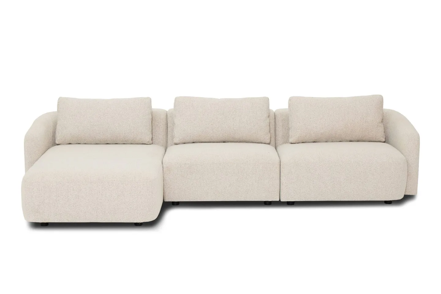 Milano 5-sits Rundad Vänstervänd L-soffa med Låg Rygg i Beige Boucle -