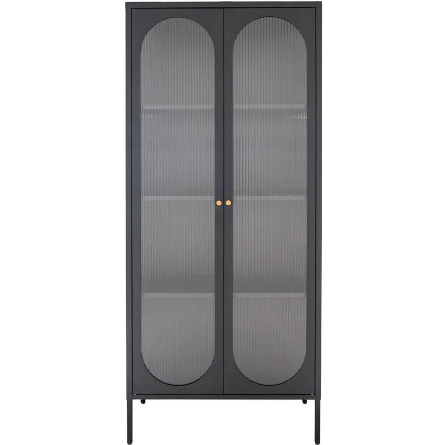 Vitrine Vandor schwarz Stahl/Glas B 80 H 180 cm